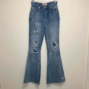We the Free 25 Flare Leg Distressed High Rise Hippie Boho Jeans